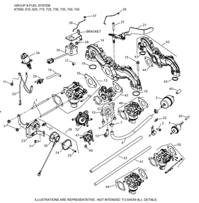 Kt735-3101 Fuel System Diagram and Parts List for KT735-3101  Cub Cadet Lawn Tractor